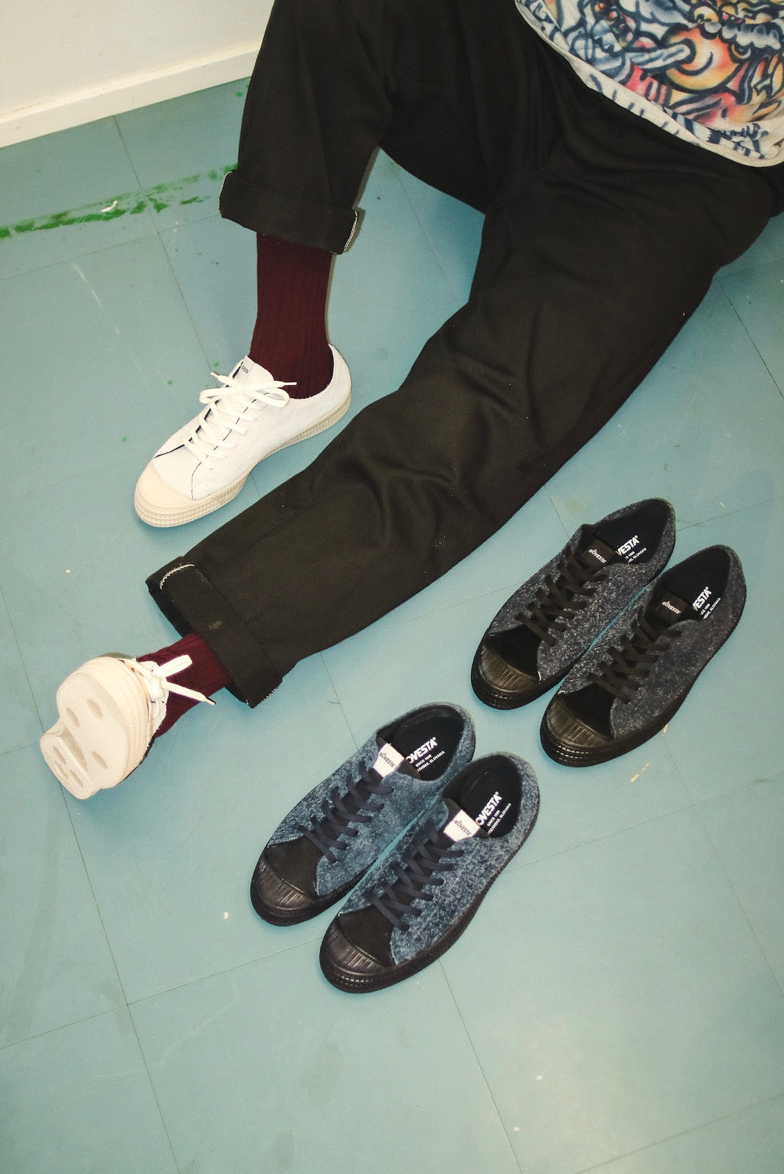 STAR MASTER HAIRY SUEDE WHITEの着用とBLACK・NAVYのバリエーション