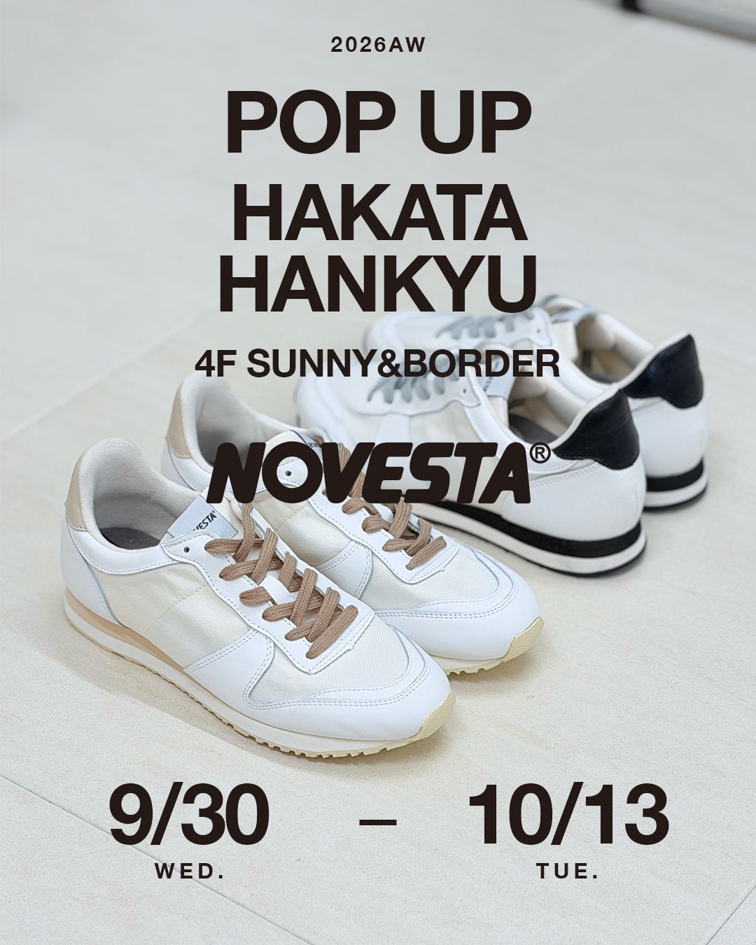 NOVESTA 26AW POP UP 博多阪急4階サニー＆ボーダー｜9月30日〜10月13日