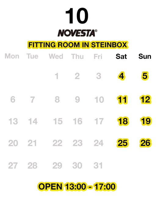 10月のNOVESTA FITTINGROOM（ノヴェスタ・フィッティングルーム）営業日
