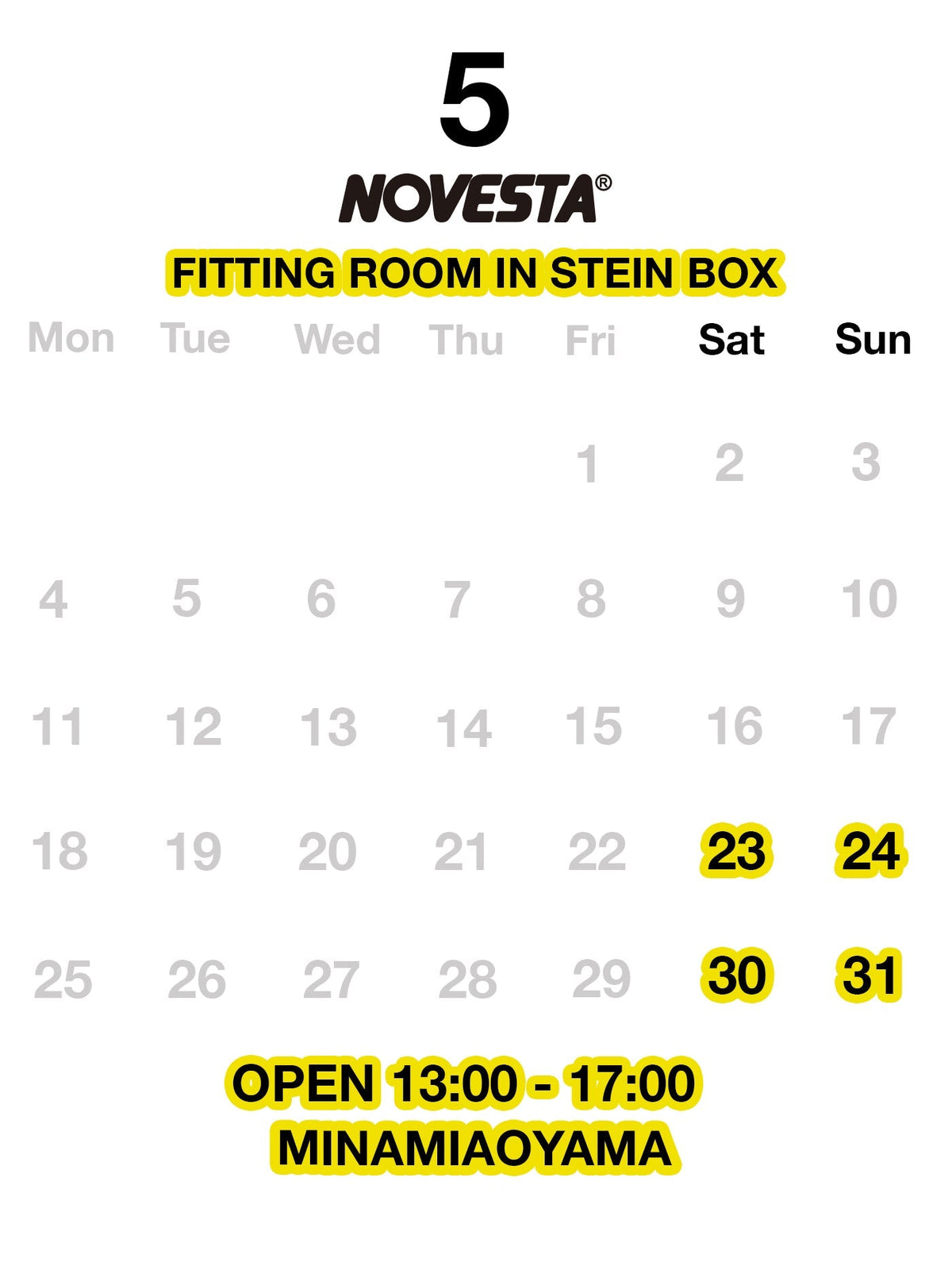 NOVESTA（ノヴェスタ/ノベスタ）公式オンラインストア - 2026年5月のNOVESTA FITTINGROOM（ノヴェスタ・フィッティングルーム）営業日 スロバキア スニーカー ジャーマントレーナー マラソン