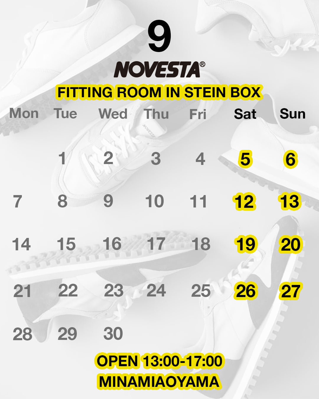 NOVESTA FITTING ROOM 2026年9月営業日カレンダー