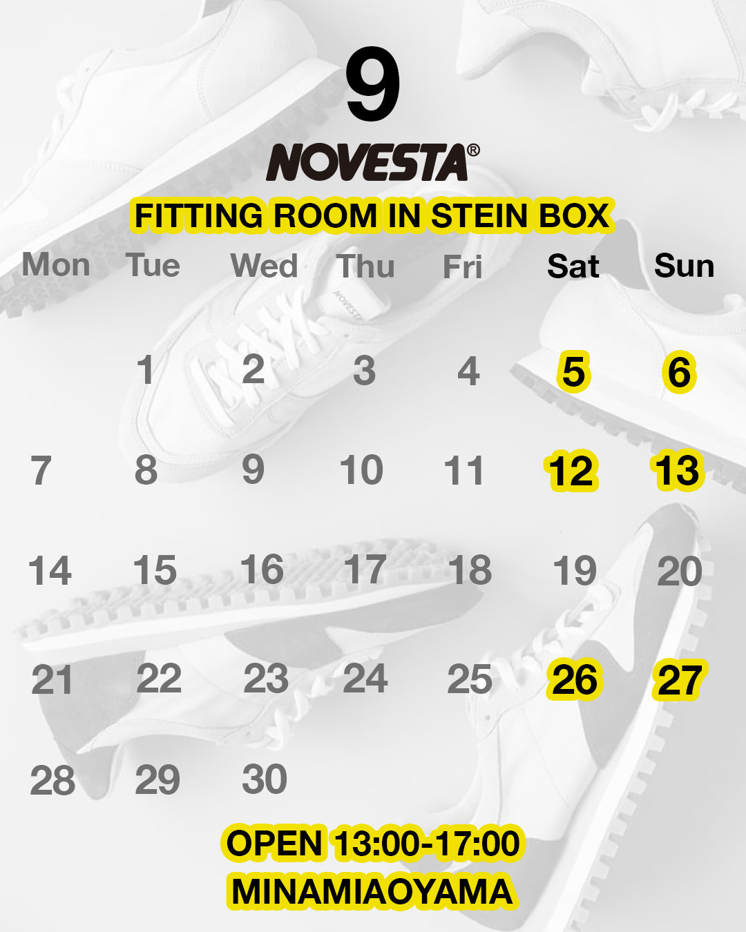 NOVESTA FITTING ROOM 2026年9月営業日カレンダー