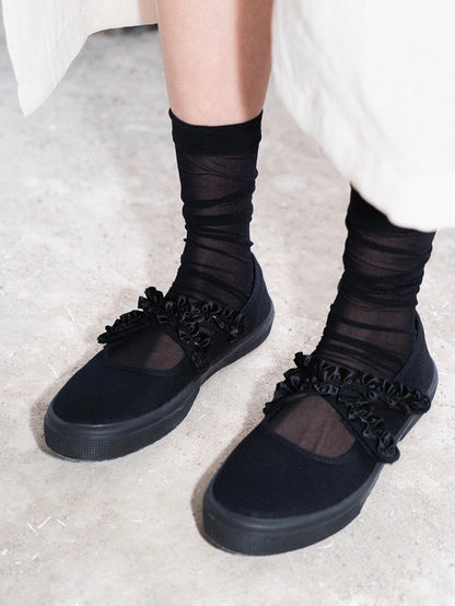 NOVESTA（ノヴェスタ/ノベスタ）EUNOIA BOW FRILL CANVAS MARY JANE ユイノア